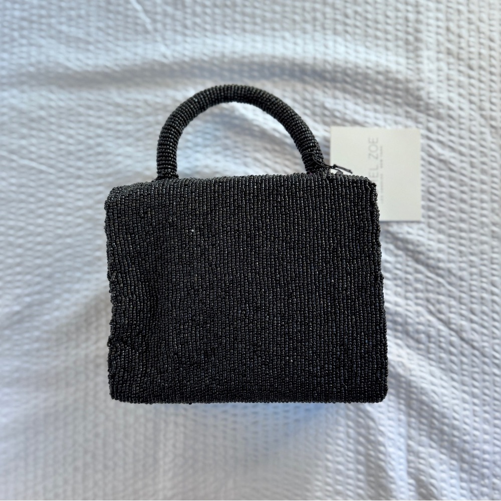 Black Beaded Mini Bow Top Handle Bag | Chain Strap | Evening Clutch | Rachel Zoe - Picture 9 of 9